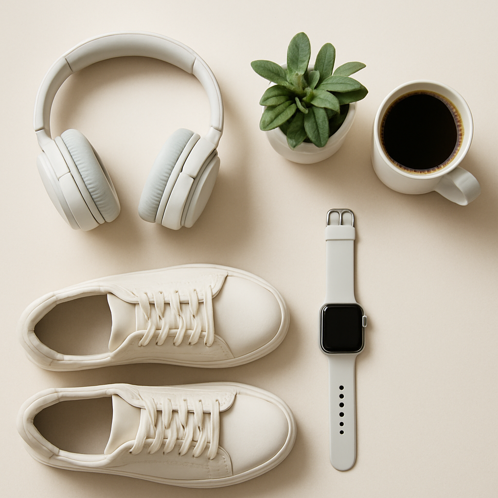 A flat lay of popular lifestyle products available on Cartly